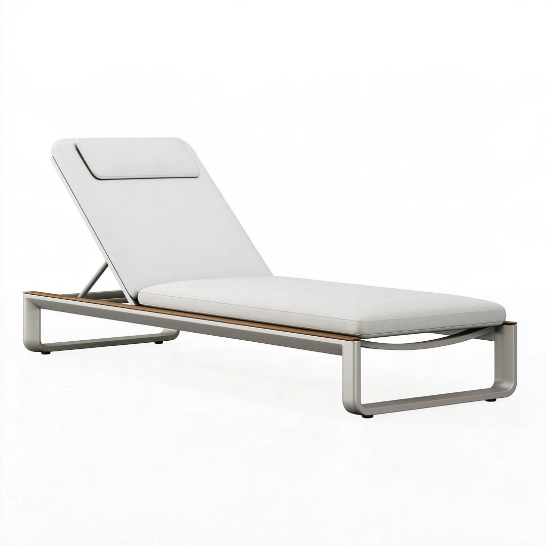 Lettino prendisole 200 x 70 cm in metallo bianco con schienale regolabile per esterno
