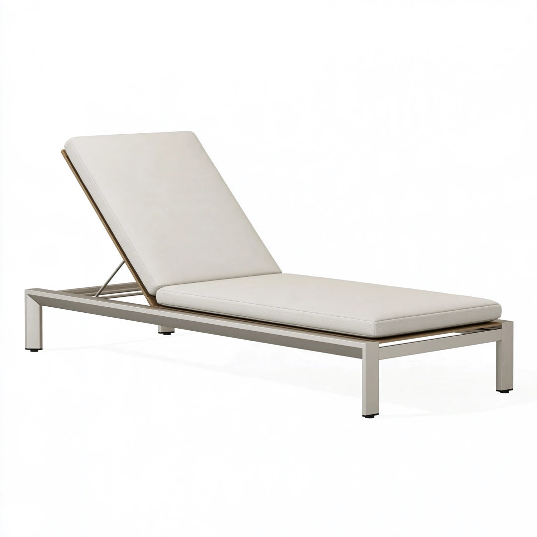 Lettino prendisole 200 x 70 cm in alluminio beige con schienale regolabile