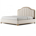 Letto matrimoniale 160 x 200 cm imbottito beige con testiera alta stile classico