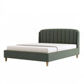 Letto matrimoniale 160 x 200 cm in tessuto verde con testiera imbottita stile moderno