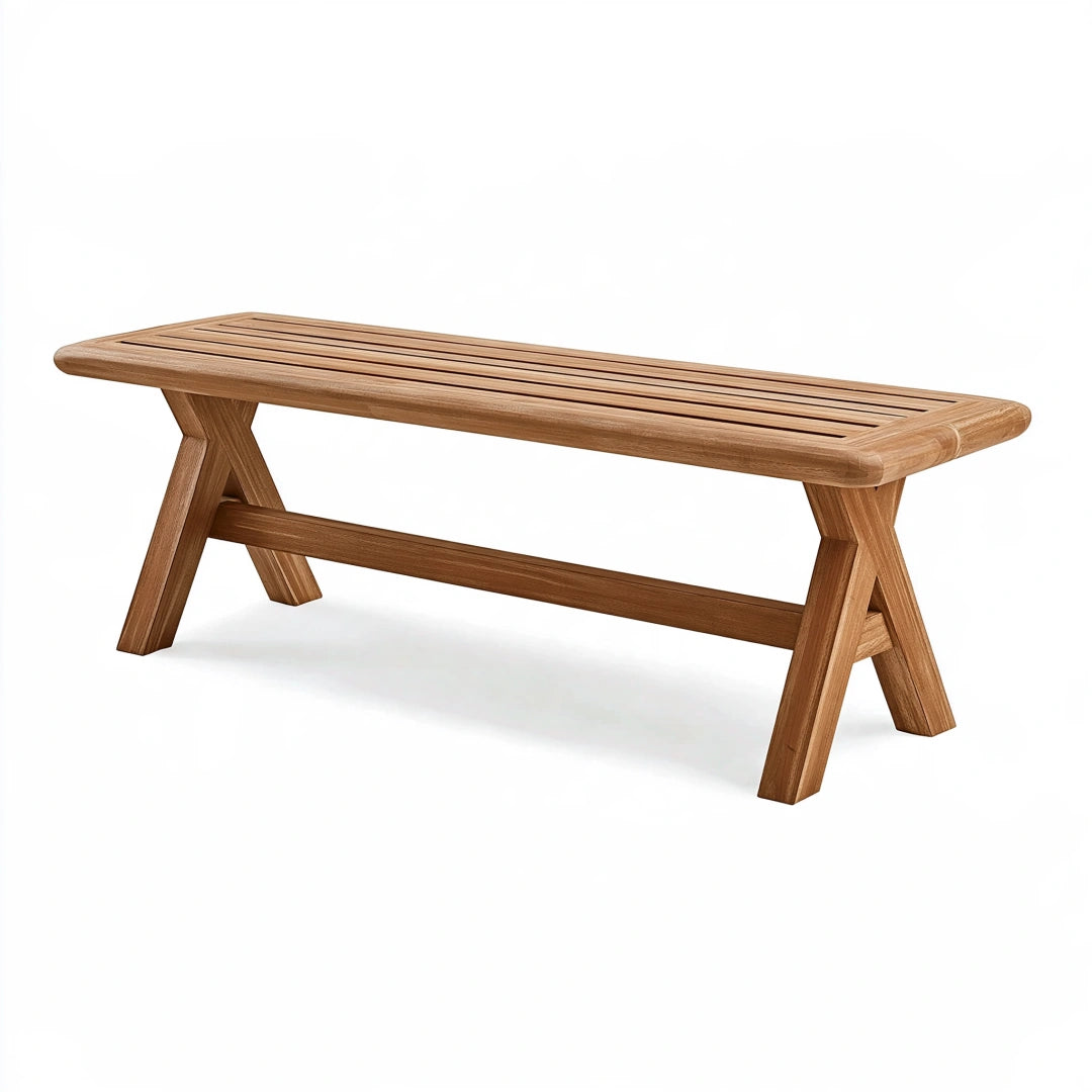 Panca da giardino 150 x 40 x 45 cm in legno marrone con seduta a doghe