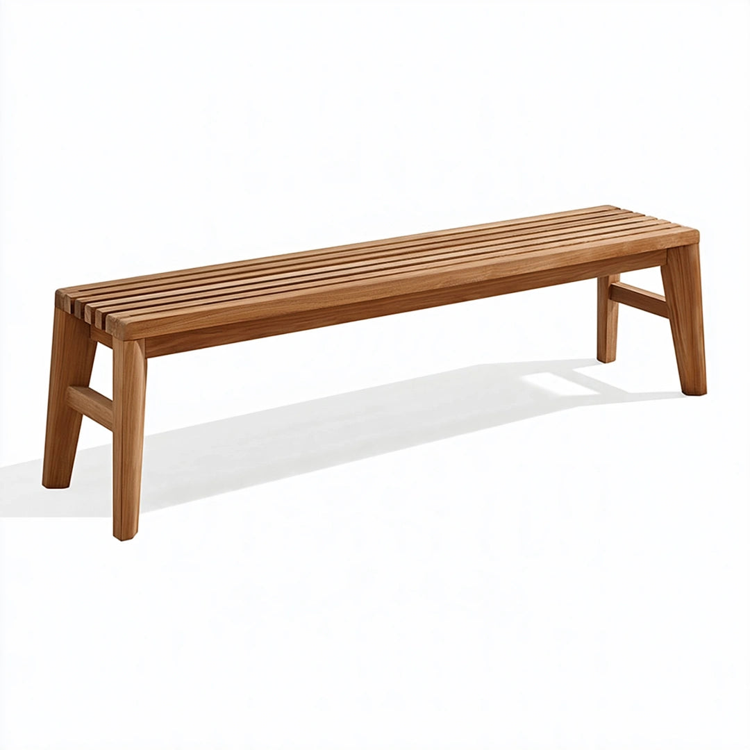 Panca 180 x 40 x 45 cm in legno marrone - seduta a listelli stile moderno