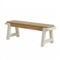 Panca 120 cm imbottita in legno beige bianco e marrone per ingresso stile rustico