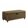 Panca contenitore 120 x 45 x 55 cm in tessuto verde oliva e legno - seduta imbottita classica