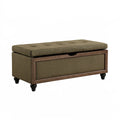 Panca contenitore 120 x 45 x 50 cm in tessuto verde oliva e legno marrone - seduta imbottita trapuntata
