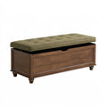 Panca contenitore 120 x 45 x 50 cm in legno marrone con seduta imbottita verde stile classico