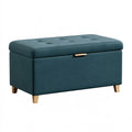 Panca contenitore 100 x 45 x 45 cm blu petrolio con rivestimento sintetico - imbottita con coperchio trapuntato