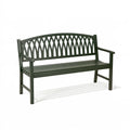 Panca da giardino 150 x 65 x 90 cm in metallo verde scuro con schienale decorativo