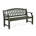 Panchina da giardino 122 x 61 x 91 cm in metallo verde scuro con schienale decorativo
