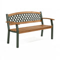 Panca da giardino 120 x 60 x 90 cm in legno e metallo marrone e verde con schienale intrecciato