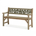 Panca da giardino 120 x 60 x 90 cm in legno marrone con schienale decorativo floreale