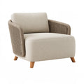 Poltrona 85 x 80 x 83 cm in tessuto beige con braccioli in corda stile contemporaneo