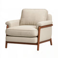 Poltrona 85 x 88 x 90 cm in tessuto beige e legno marrone - stile moderno