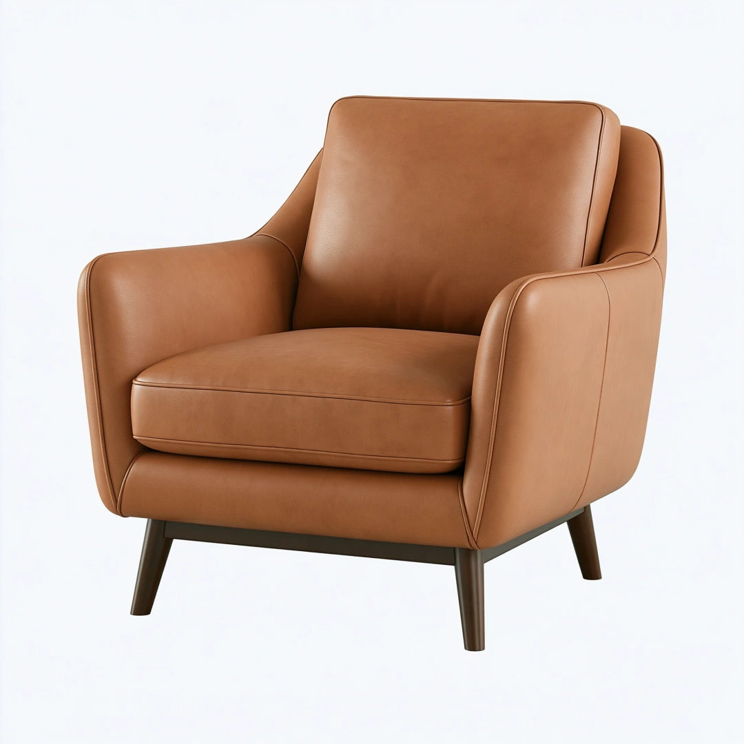 Poltrona 85 x 80 x 88 cm in similpelle cognac - seduta imbottita stile moderno